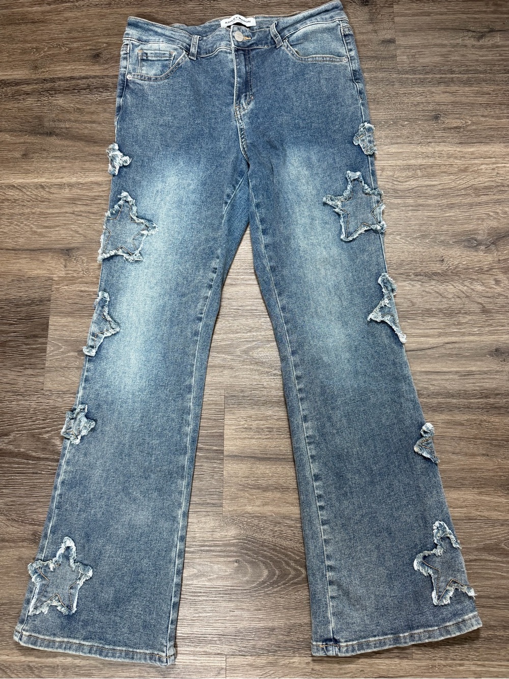Ashley Mason Premium Star Patch Distressed Bootcut Jeans Women's Size 9/29